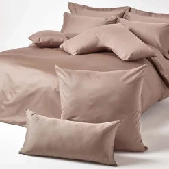 Taie d'oreiller marron en coton égyptien bio 400 fils, 40x80 cm - HOMESCAPES
