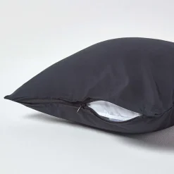 Taie d'oreiller noir 100% coton égyptien 200 fils, 40x40 cm - HOMESCAPES