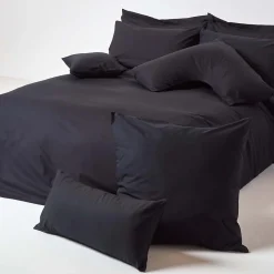 Taie d'oreiller noir 100% coton égyptien 200 fils, 50x75 cm - HOMESCAPES