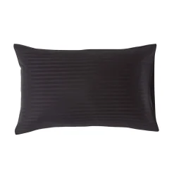 Taie d'oreiller noir satin rayé en coton égyptien 330 fils, 50x75 cm - HOMESCAPES