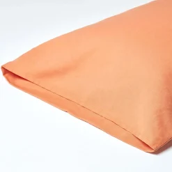 Taie d'oreiller orange en lin lavé, 50x75 cm - HOMESCAPES