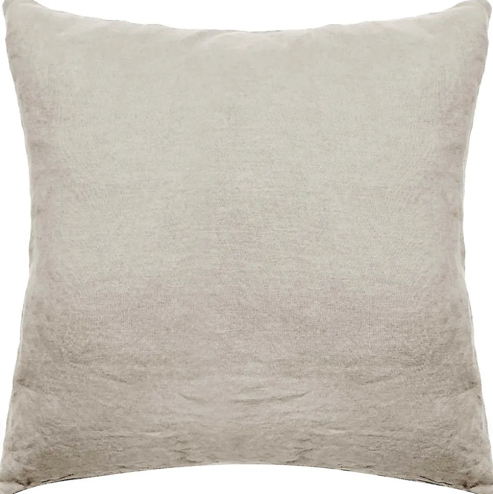 Taie d'oreiller PALACE pur coton lavé 65x65 cm uni beige lin