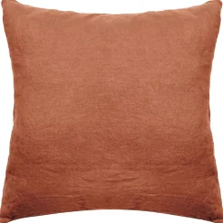 Taie d'oreiller PALACE pur coton lavé 65x65 cm uni marron terre cuite