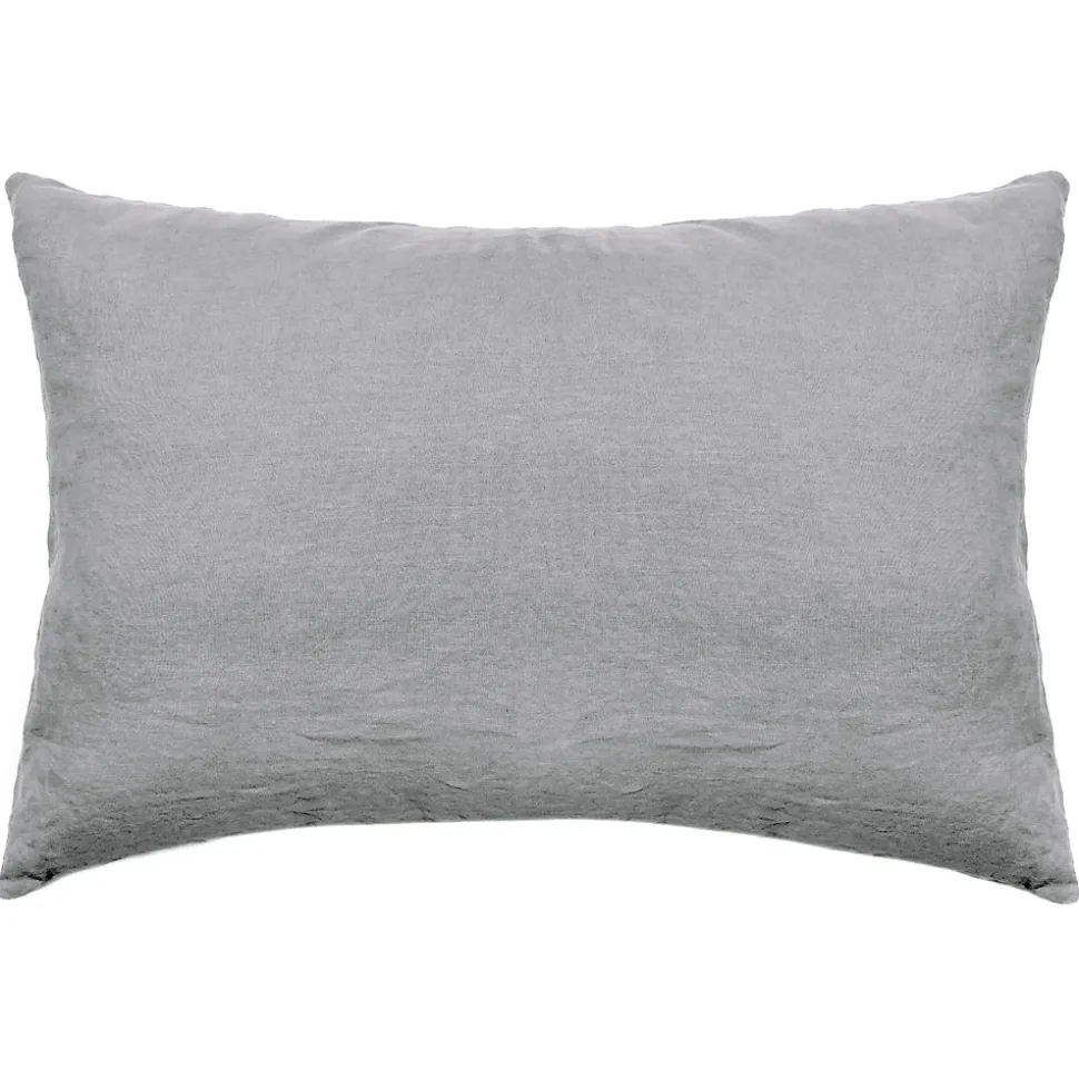 Taie d'oreiller PALACE pur coton lavé 50x70 cm uni gris acier