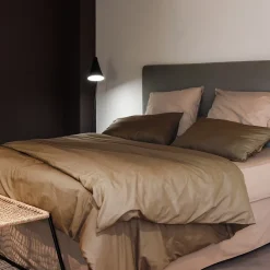 Taie d'oreiller PALACE pur coton lavé 65x65 cm uni marron cognac