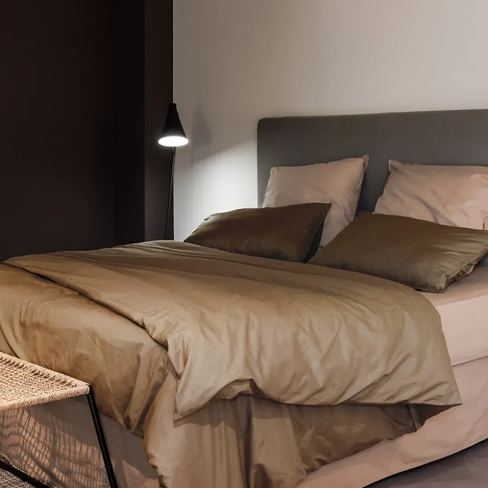 Taie d'oreiller PALACE pur coton lavé 65x65 cm uni marron cognac