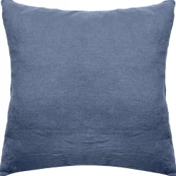 Taie d'oreiller PALACE pur coton lavé 65x65 cm uni bleu indigo