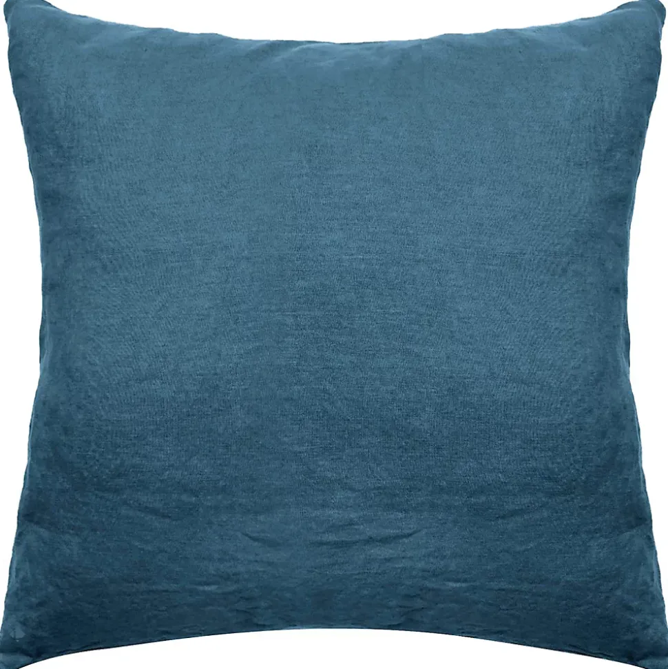 Taie d'oreiller PALACE pur coton lavé 65x65 cm uni bleu marine