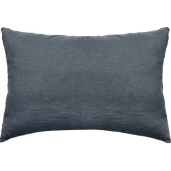 Taie d'oreiller PALACE pur coton lavé 50x70 cm uni noir granit