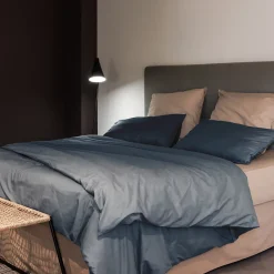 Taie d'oreiller PALACE pur coton lavé 50x70 cm uni noir granit