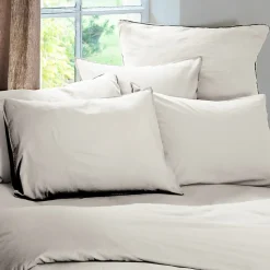 Taie d'oreiller PALACE pur coton lavé 65x65 cm uni beige naturel