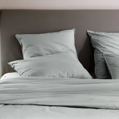 Taie d'oreiller PALACE pur coton lavé 65x65 cm uni vert lichen