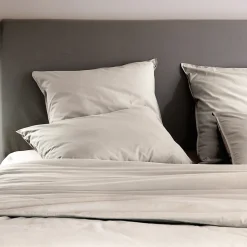 Taie d'oreiller PALACE pur coton lavé 50x70 cm uni beige nacre