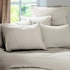 Taie d'oreiller PALACE pur coton lavé 50x70 cm uni beige nacre