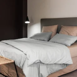 Taie d'oreiller PALACE pur coton lavé 65x65 cm uni blanc neige