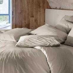 Taie d'oreiller PALACE pur coton lavé 50x70 cm uni beige lin