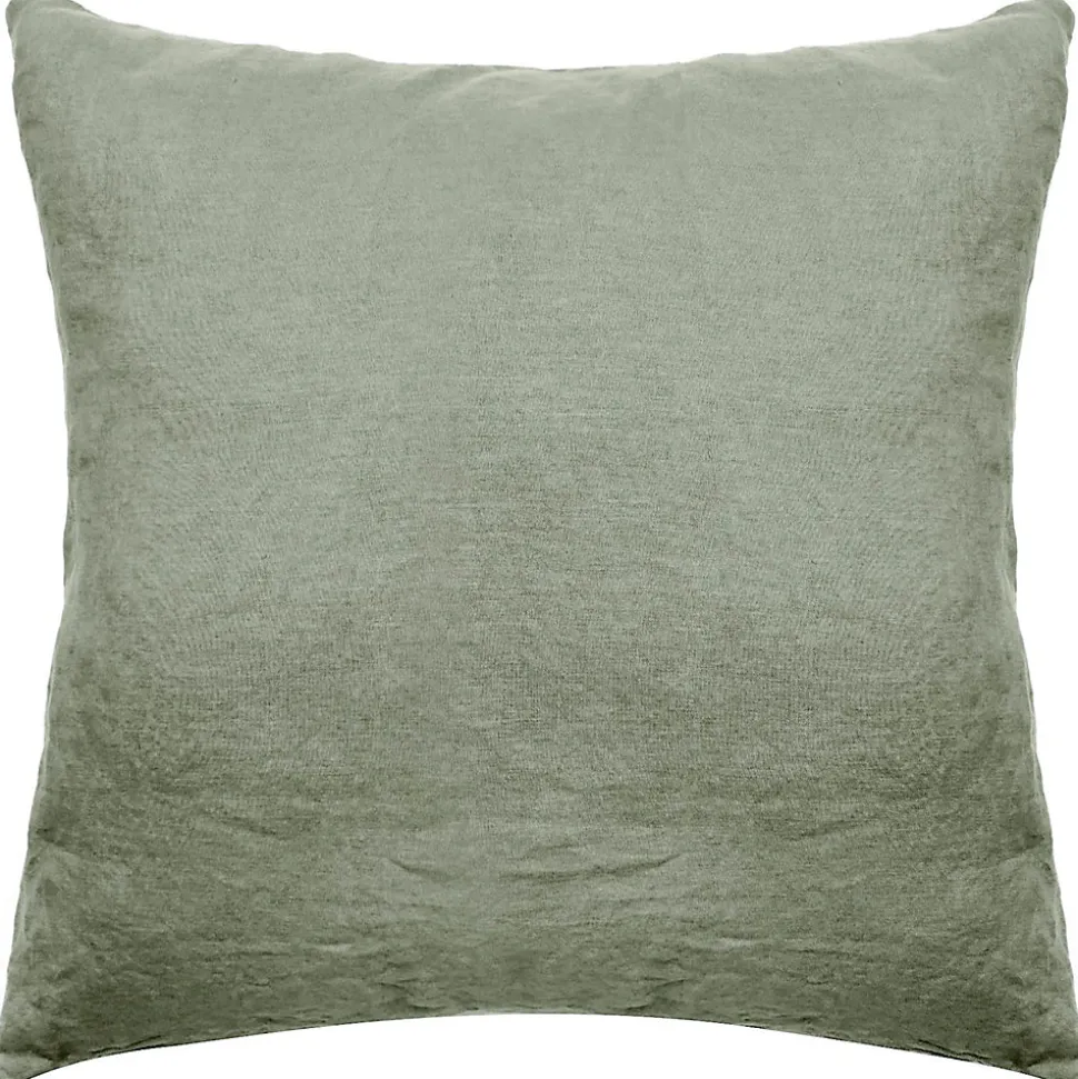 Taie d'oreiller PALACE pur coton lavé 65x65 cm uni vert sauge