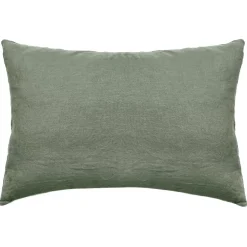 Taie d'oreiller PALACE pur coton lavé 50x70 cm uni vert mousse