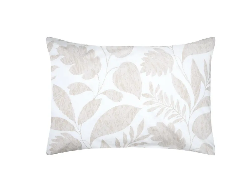 Taie d'39oreiller percale de coton motif feuillage 50x70cm