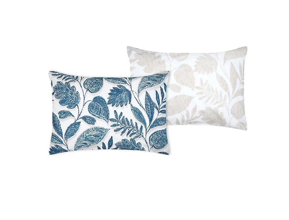 Taie d'39oreiller percale de coton motif feuillage 50x70cm