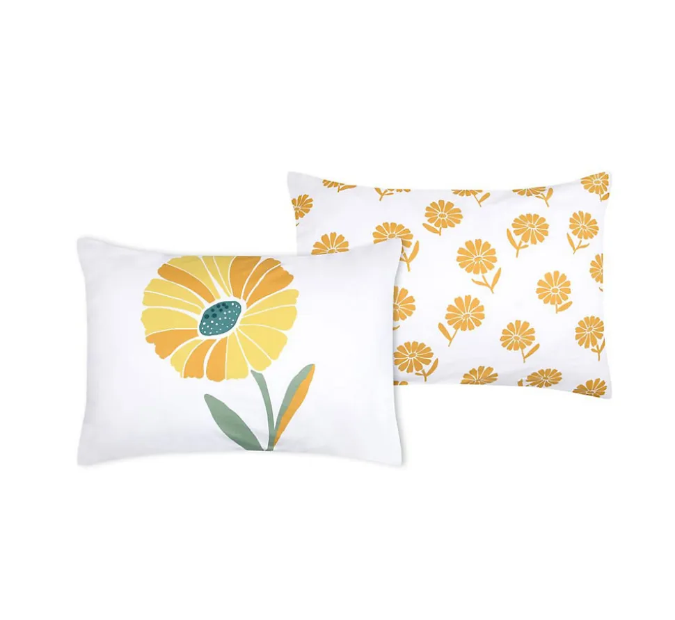 Taie d'39oreiller percale de coton motif floral 50x70cm