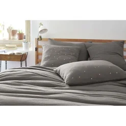 Taie d'oreiller Pois Doré Déco "Gaïa Chic" 60 x 60 cm & 50 x 70 cm "Gaze de Coton" - Gaïa Chic Granit - 50 x 70 cm