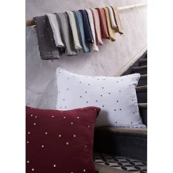 Taie d'oreiller Pois Doré Déco "Gaïa Chic" 60 x 60 cm & 50 x 70 cm "Gaze de Coton" - Gaïa Chic Romarin - 60 x 60 cm