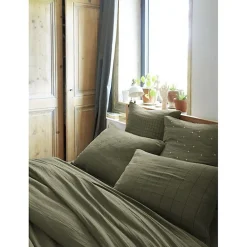 Taie d'oreiller Pois Doré Déco "Gaïa Chic" 60 x 60 cm & 50 x 70 cm "Gaze de Coton" - Gaïa Chic Romarin - 60 x 60 cm