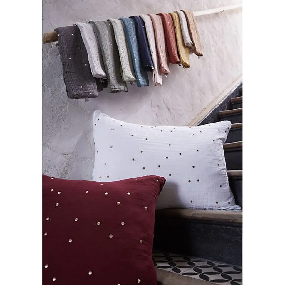 Taie d'oreiller Pois Doré Déco "Gaïa Chic" 60 x 60 cm & 50 x 70 cm "Gaze de Coton" - Gaïa Chic Safran - 50 x 70 cm