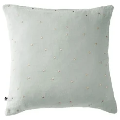 Taie d'oreiller Pois Doré Déco "Gaïa Chic" 60 x 60 cm & 50 x 70 cm "Gaze de Coton" - Gaïa Chic Eucalyptus - 60 x 60 cm