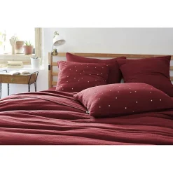 Taie d'oreiller Pois Doré Déco "Gaïa Chic" 60 x 60 cm & 50 x 70 cm "Gaze de Coton" - Gaïa Chic Lie de vin - 50 x 70 cm