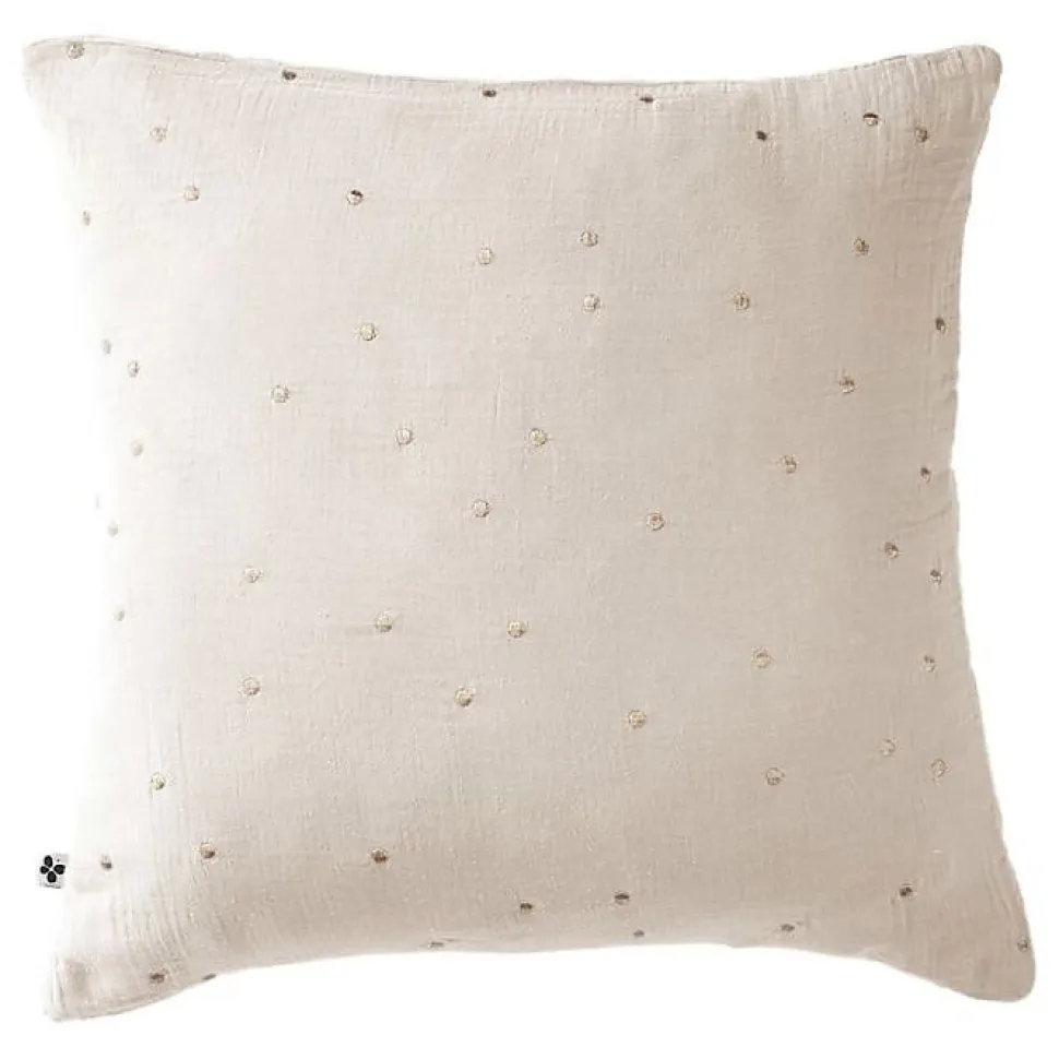 Taie d'oreiller Pois Doré Déco "Gaïa Chic" 60 x 60 cm & 50 x 70 cm "Gaze de Coton" - Gaïa Chic Pampa - 60 x 60 cm
