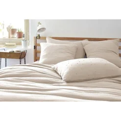 Taie d'oreiller Pois Doré Déco "Gaïa Chic" 60 x 60 cm & 50 x 70 cm "Gaze de Coton" - Gaïa Chic Pampa - 60 x 60 cm