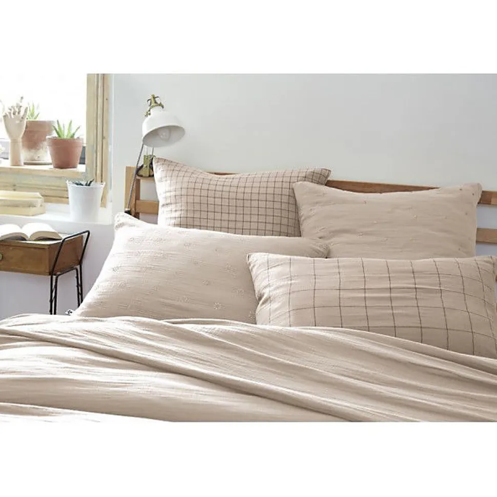 Taie d'oreiller Pois Doré Déco "Gaïa Chic" 60 x 60 cm & 50 x 70 cm "Gaze de Coton" - Gaïa Chic Pampa - 60 x 60 cm