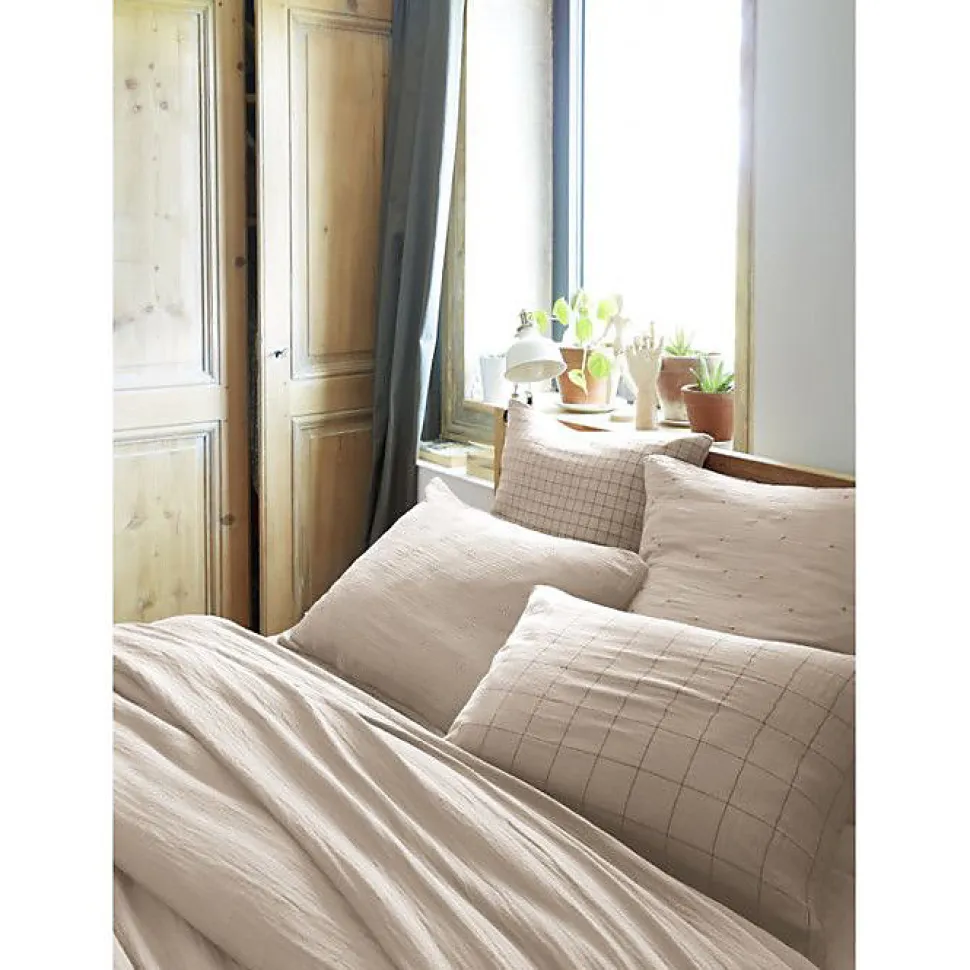 Taie d'oreiller Pois Doré Déco "Gaïa Chic" 60 x 60 cm & 50 x 70 cm "Gaze de Coton" - Gaïa Chic Pampa - 60 x 60 cm