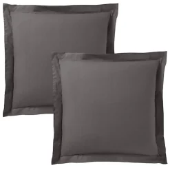 Taie d'oreiller "Prémium" toutes dimensions - Prémium Ardoise - 63 x 63 cm volant plat piqué