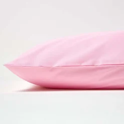 Taie d'oreiller rose 100% coton égyptien 200 fils, 40x80 cm - HOMESCAPES