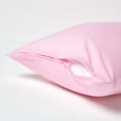 Taie d'oreiller rose 100% coton égyptien 200 fils, 40x80 cm - HOMESCAPES