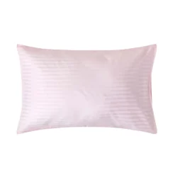 Taie d'oreiller rose satin rayé en coton égyptien 330 fils, 50x75 cm - HOMESCAPES
