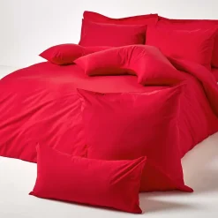 Taie d'oreiller rouge 100% coton égyptien 200 fils, 80x80 cm - HOMESCAPES