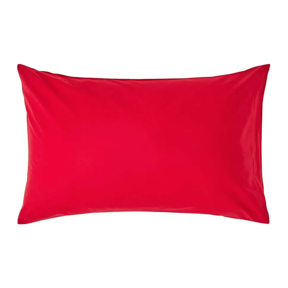 Taie d'oreiller rouge 100% coton égyptien 200 fils, 50x75 cm - HOMESCAPES