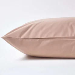 Taie d'oreiller taupe en satin de coton égyptien 1000 fils, 60x60 cm - HOMESCAPES