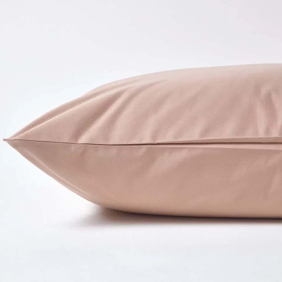 Taie d'oreiller taupe en satin de coton égyptien 1000 fils, 40x40 cm - HOMESCAPES