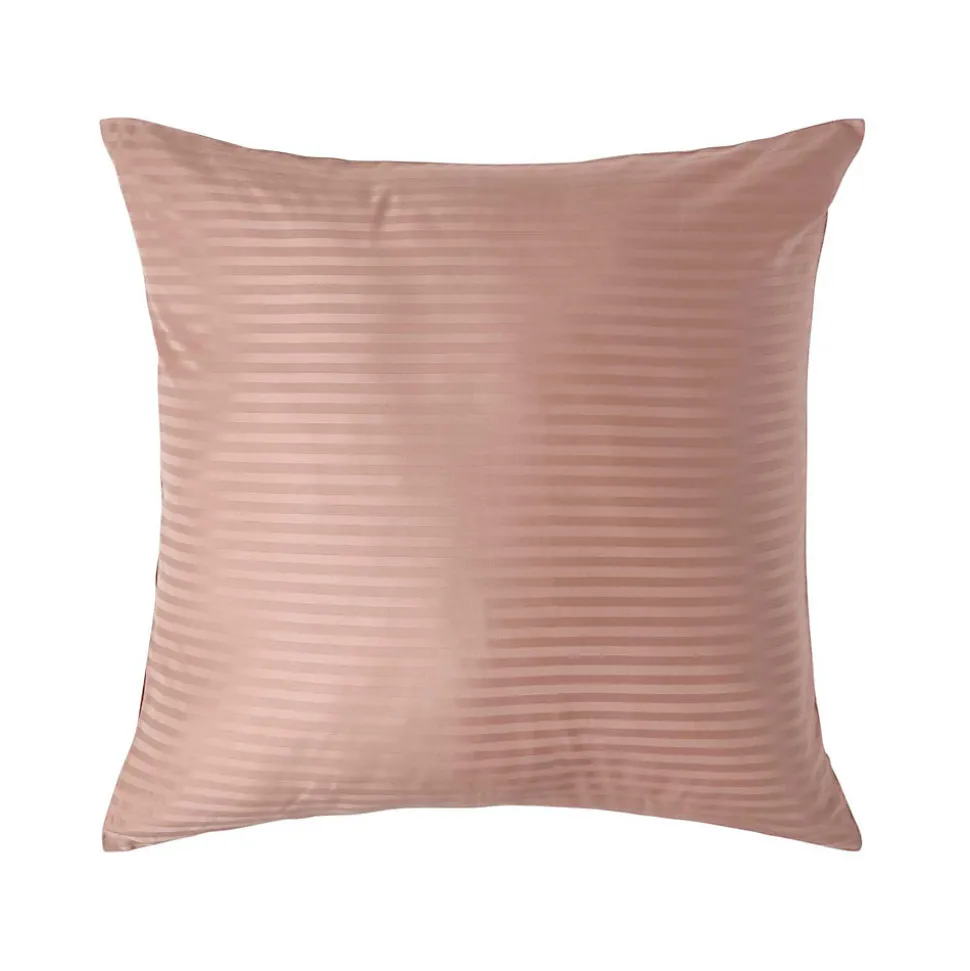 Taie d'oreiller taupe satin rayé en coton égyptien 330 fils, 80x80 cm - HOMESCAPES