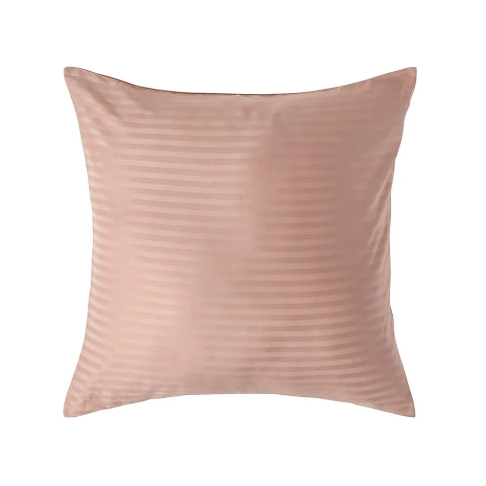 Taie d'oreiller taupe satin rayé en coton égyptien 330 fils, 60x60 cm - HOMESCAPES
