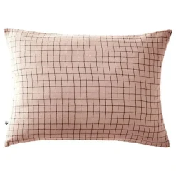 Taie d'oreiller Tissé-teint petits carreaux Déco "Gaïa Mix" 60 x 60 cm & 50 x 70 cm "Gaze de Coton" - Gaïa Mix Guimauve - 50 x 70