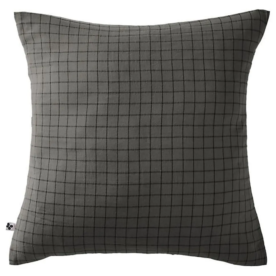 Taie d'oreiller Tissé-teint petits carreaux Déco "Gaïa Mix" 60 x 60 cm & 50 x 70 cm "Gaze de Coton" - Gaïa Mix Granit - 60 x 60 cm