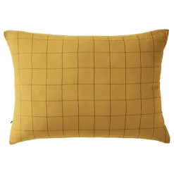 Taie d'oreiller Tissé-teint grands carreaux Déco "Gaïa Match" 60 x 60 cm & 50 x 70 cm "Gaze de Coton" - Gaïa Match Safran - 50 x 7