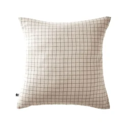 Taie d'oreiller Tissé-teint petits carreaux Déco "Gaïa Mix" 60 x 60 cm & 50 x 70 cm "Gaze de Coton" - Gaïa Mix Pampa - 60 x 60 cm