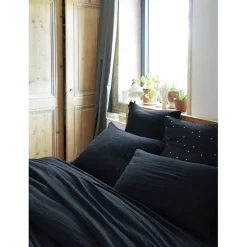 Taie d'oreiller Tissé-teint grands carreaux Déco "Gaïa Match" 60 x 60 cm & 50 x 70 cm "Gaze de Coton" - Gaïa Match Minuit - 60 x 6